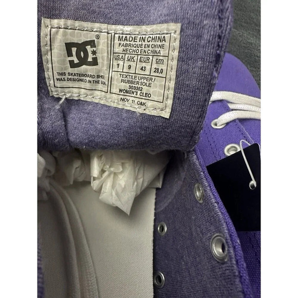 DC Women's Cleo Shoes Purple Size 11 Skate Canvas Sneakers - Picture 8 of 17